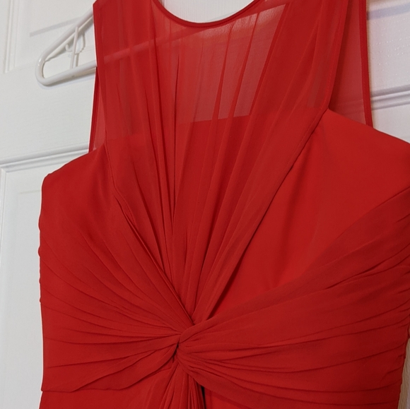 BCBGMaxAzria Nina Sleeveless Overlay Gown (Red) - Picture 3 of 5